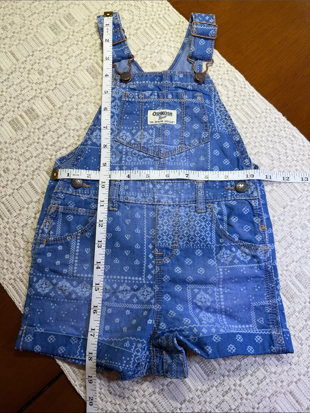 OshKosh B'gosh Blue Bandana Print Denim Short Overalls